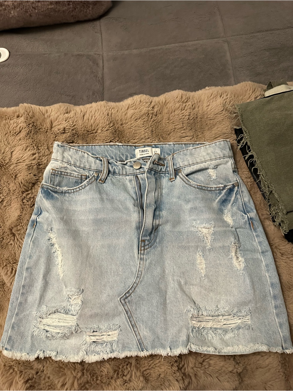 Distressed Denim Skirt